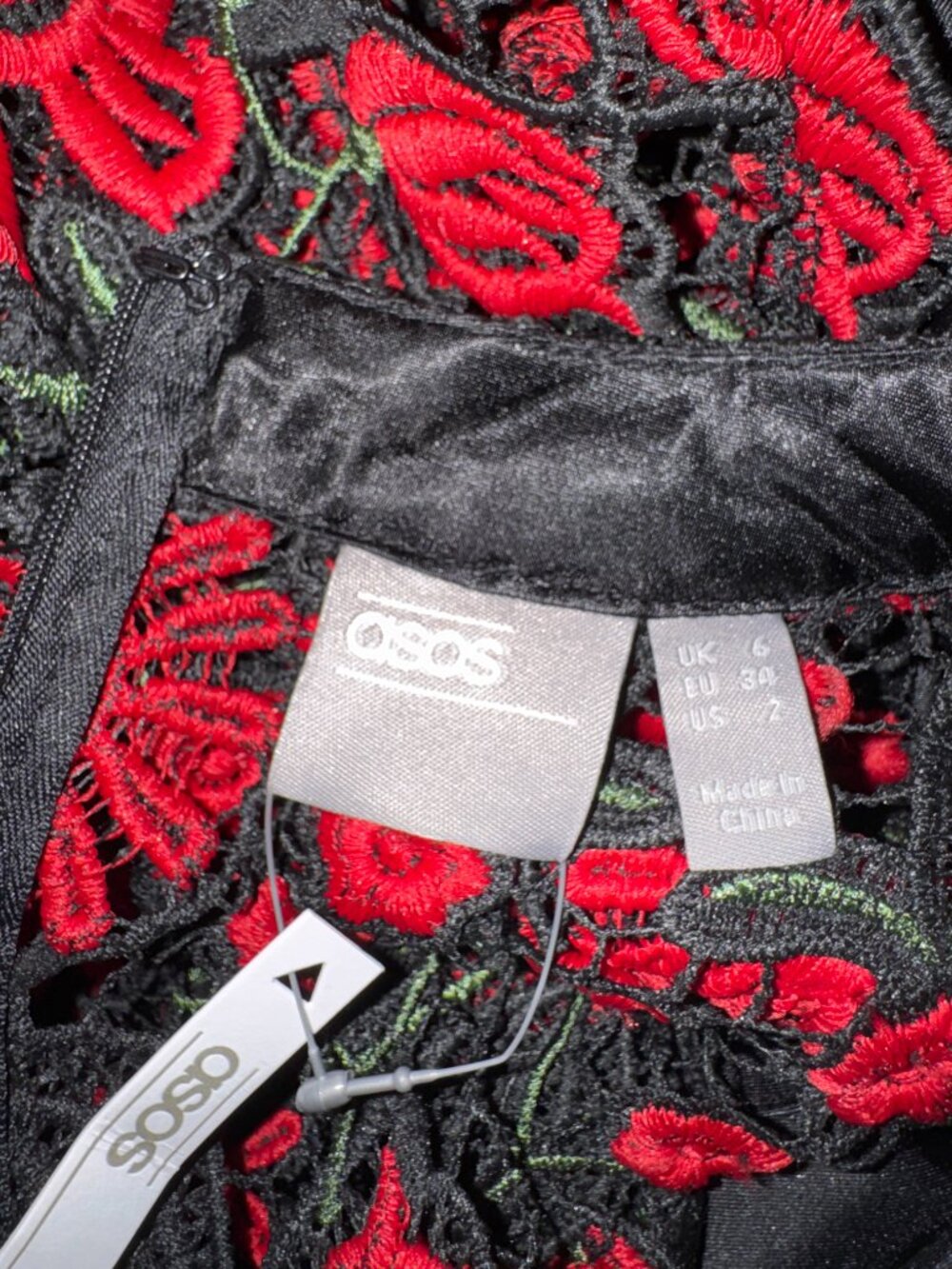 ASOS DESIGN Contrast Lace Mini Dress with Pep Hem - Picture 5 of 6